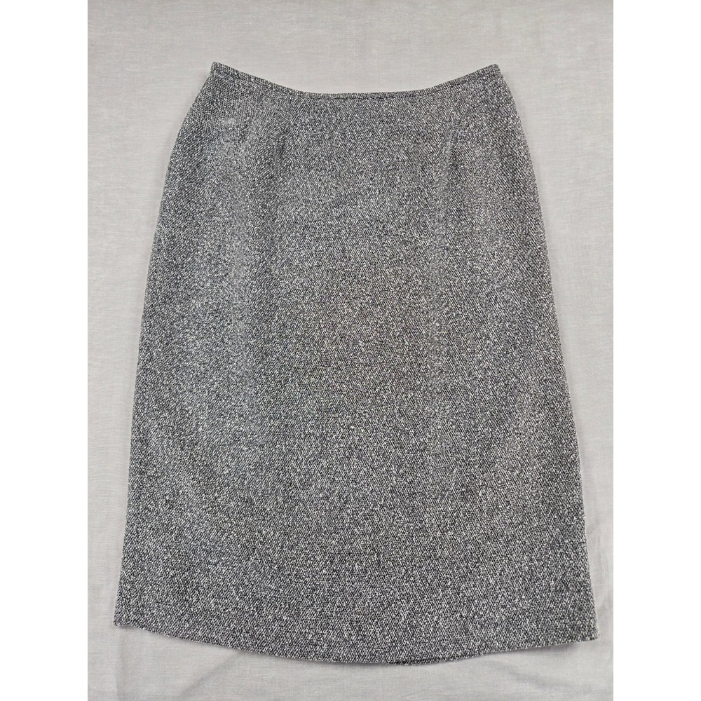 Jones Wear Suit Womens Black White Tweed Pencil Skirt Size 8 Lined Back Slit